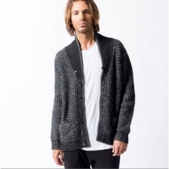Rag & Bone Neiman Marcus Target Cardigan Sweater Black Gray Wool Size‎ Large - Picture 2 of 11